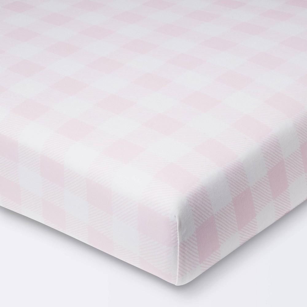 Polyester Rayon Jersey Fitted Crib Sheet - Cloud Island Pink Gingham